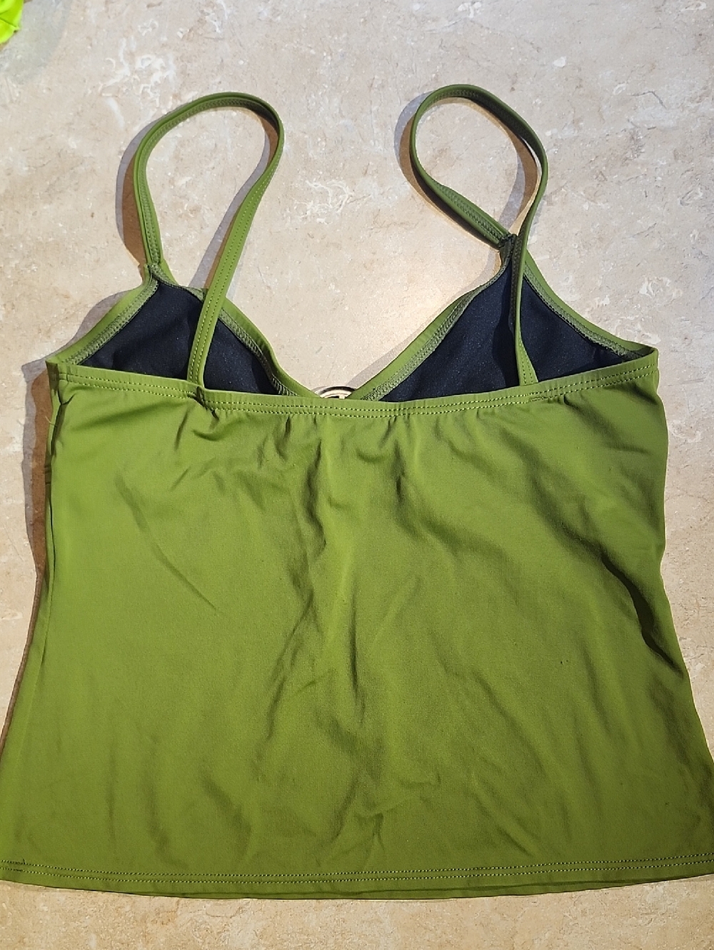 Perry Ellis Avocado Green Tankini Top S - Picture 2 of 3